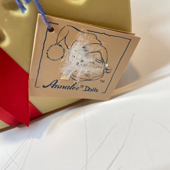 Vintage Annalee Christmas Mouse On Cheese Decor With Red Bow & Holly Embellishme - Picture 7 of 9